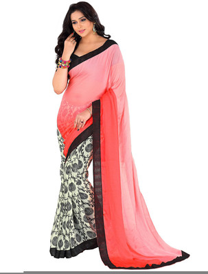 

Parisha Printed Fashion Chiffon Saree(Pink, White)
