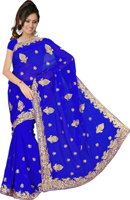

Kiran Saree Self Design Bollywood Georgette Saree(Blue)
