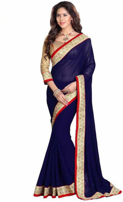 

Dancing Girl Solid Bollywood Chiffon Saree(Blue)