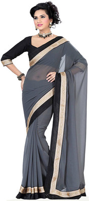 

Dancing Girl Solid Bollywood Chiffon Saree(Grey)