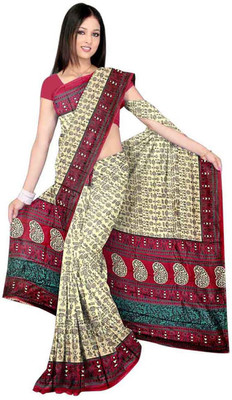 

Dancing Girl Printed Bollywood Art Silk Saree(White)