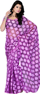 

JTInternational Printed Fashion Net, Jacquard Saree(Pink)