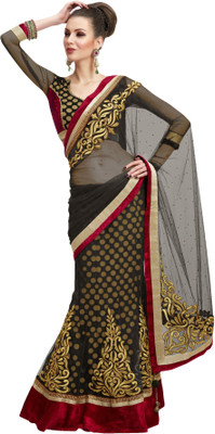 

Khoobee Self Design, Embroidered, Embellished Fashion Net Saree(Grey)