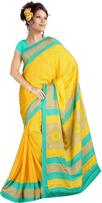 

Khoobee Printed Fashion Crepe Saree(Yellow, Light Blue), Light blue;yellow