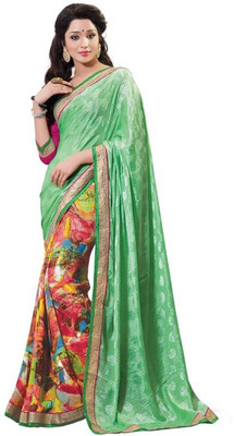 

Lovely Look Printed Daily Wear Georgette Saree(Green), Pista green