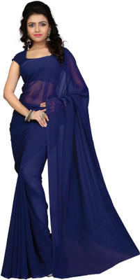 

Surupta Solid Fashion Georgette Saree(Blue), Navy blue