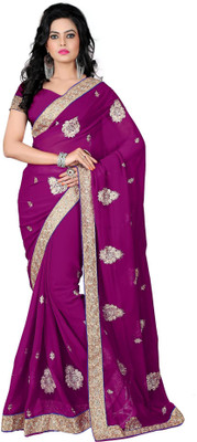 

Vishakha Fashion Embroidered Fashion Georgette Saree(Pink), Dark pink