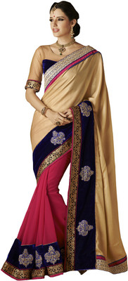 

Desi Butik Self Design Fashion Satin Saree(Gold)