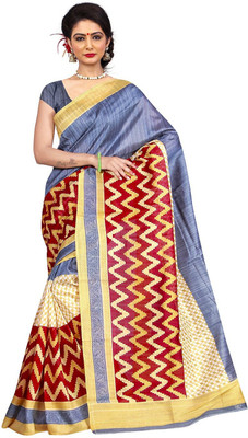 Jevi Prints Printed Bollywood Poly Silk Saree(Multicolor)