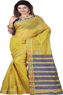 

Laxmi Pooja Printed Fashion Cotton Linen Blend Saree(Yellow), Blue