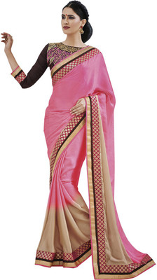 

Desi Butik Self Design Fashion Satin Saree(Pink)