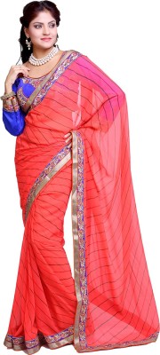 

Ishin Embellished Fashion Georgette Saree(Orange)