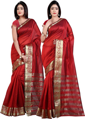 

Weavedeal Solid Banarasi Chanderi Saree(Pack of 2, Multicolor)