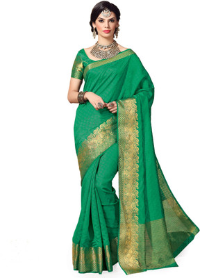 

Taanshi Printed Kanjivaram Tussar Silk Saree(Green)