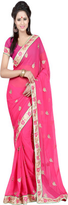 

Sanju Sarees Self Design Fashion Georgette Saree(Pink)