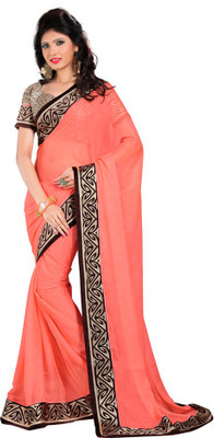 

Party Wear Dresses Embroidered Fashion Chiffon Saree(Orange)