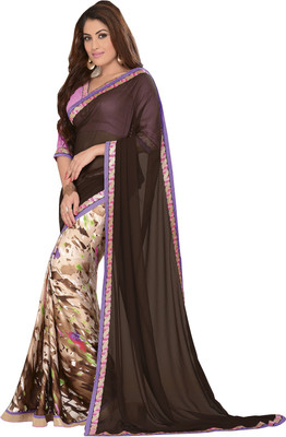 

Lovelylook Printed Daily Wear Georgette Saree(Pack of 2, Brown, Brown), Dark brown & light brown