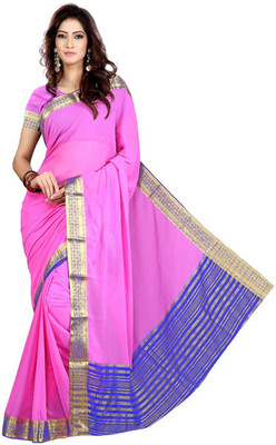 

Roopkala Silks Solid Mysore Chiffon Saree(Purple), Light purple