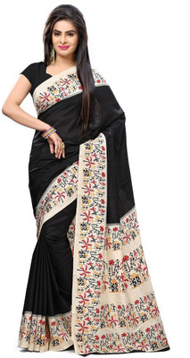 

Urban Vastra Graphic Print Fashion Raw Silk Saree(Black)