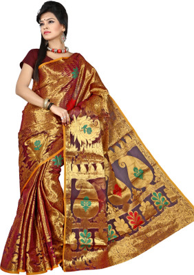 

Mimosa Self Design Kanjivaram Silk Saree(Multicolor), Rani