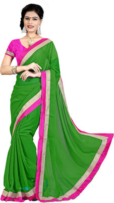 

Indian Wear Online Solid Fashion Chiffon Saree(Green)