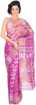 

RLBFashion Self Design Jamdani Handloom Cotton, Art Silk Saree(Magenta)