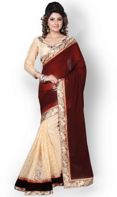 

Shree Creation Embroidered Bollywood Net Saree(Brown)