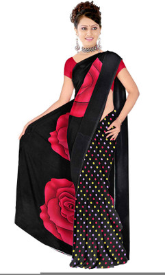 

Parisha Printed Fashion Georgette Saree(Black, Red)