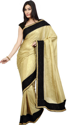 

Rani Saahiba Embroidered Fashion Shimmer Fabric Saree(Beige)