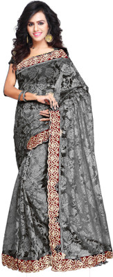 Aruna Sarees Self Design, Embroidered Fashion Net Saree(Black) Flipkart