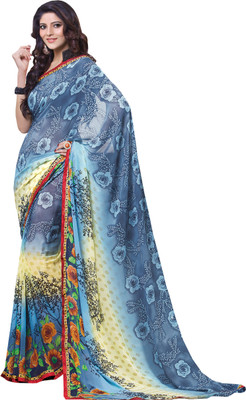 

Jiya Self Design, Printed Fashion Georgette Saree(Multicolor), Black;grey;multicolor