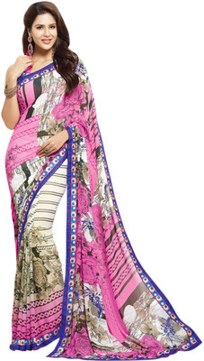 

Saara Floral Print Daily Wear Georgette Saree(Pink)