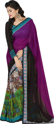 

Manthan Printed Daily Wear Georgette Saree(Purple, Multicolor), Purple & multi