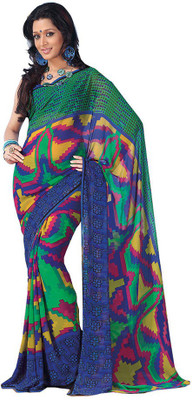 

Indian Wear Online Printed Fashion Pure Chiffon Saree(Multicolor)