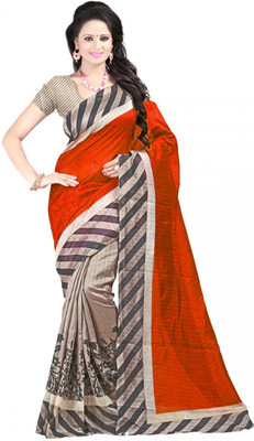 

Party Wear Dresses Printed Fashion Cotton Saree(Orange)