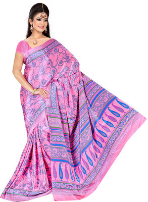 

Jiya Self Design, Printed Fashion Chiffon Saree(Pink, Multicolor), Multicolor;pink