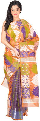 

RLBFashion Self Design Jamdani Handloom Cotton, Art Silk Saree(Brown)