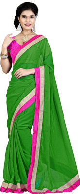 

Indian Wear Online Solid Fashion Chiffon Saree(Green)