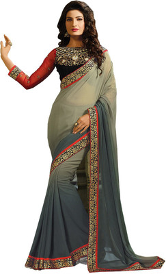 

Lovelylook Embroidered Fashion Georgette Saree(Grey)