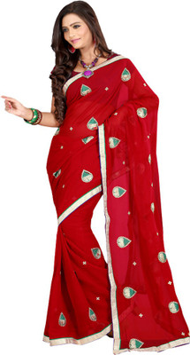 

Sanju Sarees Embroidered Fashion Georgette Saree(Maroon)