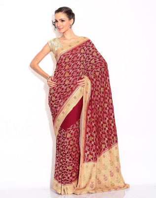 

Zain Textiles Woven Banarasi Chiffon Saree(Maroon)