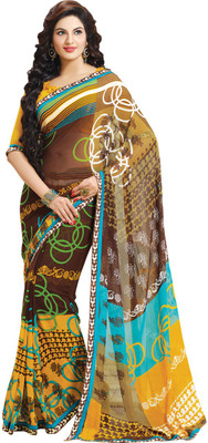

Saara Printed Fashion Georgette Saree(Brown, Yellow)