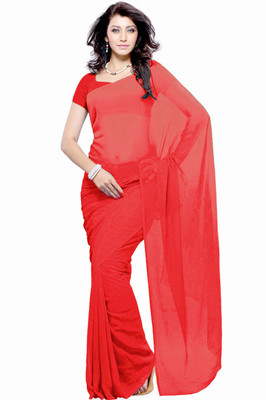 

Khushali Self Design Fashion Georgette Saree(Red)