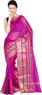 

Chandrakala Woven Banarasi Silk Cotton Blend Saree(Pink), Magenta