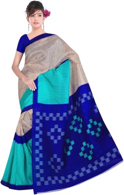 

Manthan Printed Daily Wear Art Silk Saree(White, Blue), Off white & blue