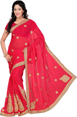 

Desi Butik Embroidered Fashion Art Silk Saree(Pink, Gold), Gold;pink