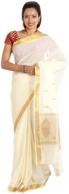 

Fashionkiosks Self Design Balarampuram Handloom Cotton Saree(Multicolor), Cream