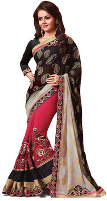

Ridham Sarees Printed Hand Batik Pure Georgette Saree(Multicolor)
