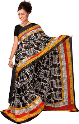 

Parisha Self Design, Printed Fashion Chiffon Saree(Black, Multicolor)