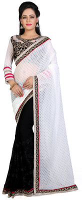

Saara Embroidered Fashion Georgette Saree(White, Black)